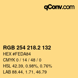 カラーコード: RGB 254 218.2 132 | qconv.com