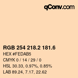 カラーコード: RGB 254 218.2 181.6 | qconv.com