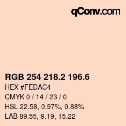 カラーコード: RGB 254 218.2 196.6 | qconv.com