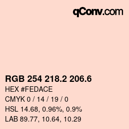 カラーコード: RGB 254 218.2 206.6 | qconv.com