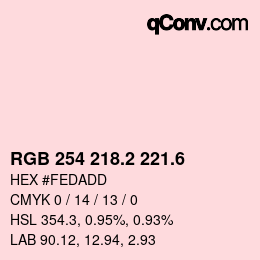 カラーコード: RGB 254 218.2 221.6 | qconv.com