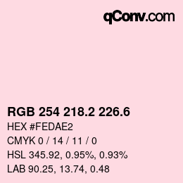 カラーコード: RGB 254 218.2 226.6 | qconv.com