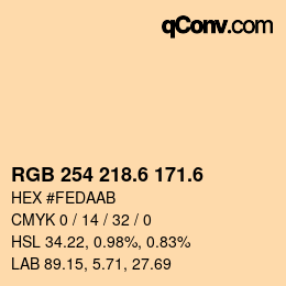 カラーコード: RGB 254 218.6 171.6 | qconv.com