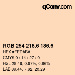 カラーコード: RGB 254 218.6 186.6 | qconv.com