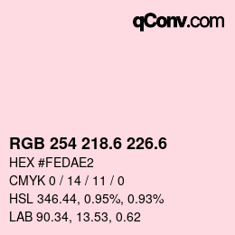 カラーコード: RGB 254 218.6 226.6 | qconv.com