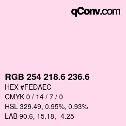 カラーコード: RGB 254 218.6 236.6 | qconv.com