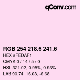 カラーコード: RGB 254 218.6 241.6 | qconv.com