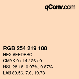 Color code: RGB 254 219 188 | qconv.com