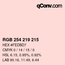 Color code: RGB 254 219 215 | qconv.com