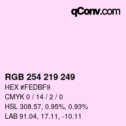 Color code: RGB 254 219 249 | qconv.com