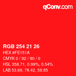 Farbcode: RGB 254 21 26 | qconv.com