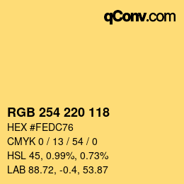 カラーコード: RGB 254 220 118 | qconv.com