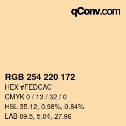 カラーコード: RGB 254 220 172 | qconv.com