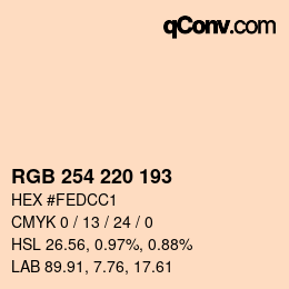 カラーコード: RGB 254 220 193 | qconv.com
