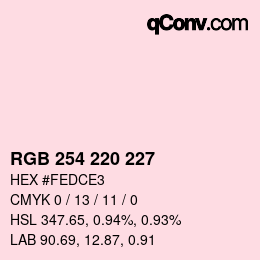 Color code: RGB 254 220 227 | qconv.com