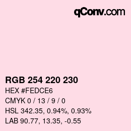 Color code: RGB 254 220 230 | qconv.com