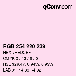 Color code: RGB 254 220 239 | qconv.com