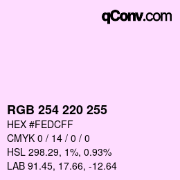 Color code: RGB 254 220 255 | qconv.com