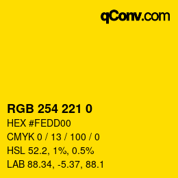 Color code: RGB 254 221 0 | qconv.com