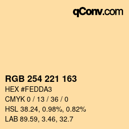 Color code: RGB 254 221 163 | qconv.com