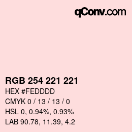 Farbcode: RGB 254 221 221 | qconv.com