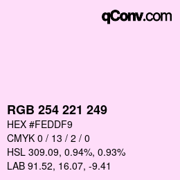 Color code: RGB 254 221 249 | qconv.com