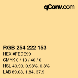 Color code: RGB 254 222 153 | qconv.com