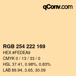 Code couleur: RGB 254 222 169 | qconv.com