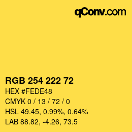 Color code: RGB 254 222 72 | qconv.com