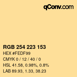 Color code: RGB 254 223 153 | qconv.com