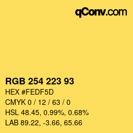 Farbcode: RGB 254 223 93 | qconv.com
