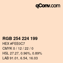 カラーコード: RGB 254 224 199 | qconv.com