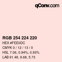 Color code: RGB 254 224 220 | qconv.com