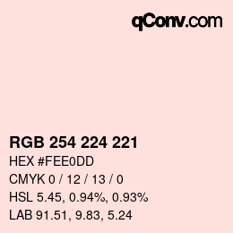 颜色代码: RGB 254 224 221 | qconv.com