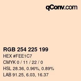 Color code: RGB 254 225 199 | qconv.com