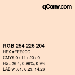 Color code: RGB 254 226 204 | qconv.com