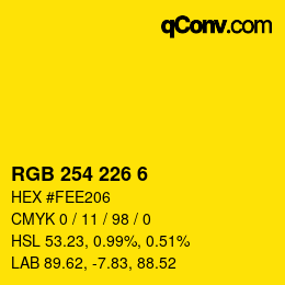 Color code: RGB 254 226 6 | qconv.com