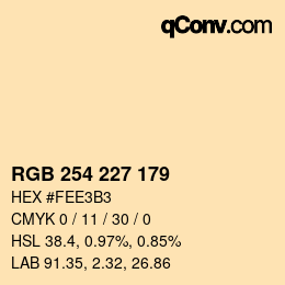 Color code: RGB 254 227 179 | qconv.com