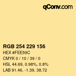 カラーコード: RGB 254 229 156 | qconv.com