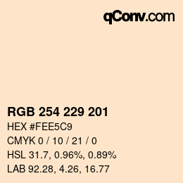 Color code: RGB 254 229 201 | qconv.com