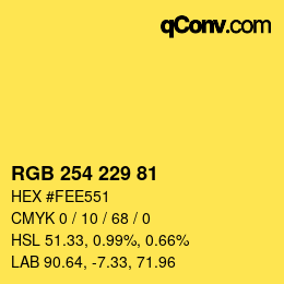 Color code: RGB 254 229 81 | qconv.com