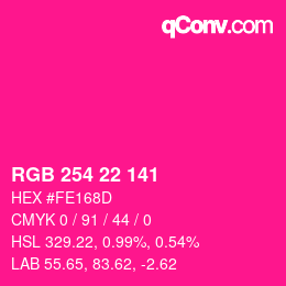 Color code: RGB 254 22 141 | qconv.com