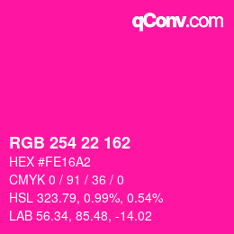 Color code: RGB 254 22 162 | qconv.com