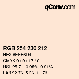 Código de color: RGB 254 230 212 | qconv.com