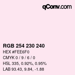 Color code: RGB 254 230 240 | qconv.com