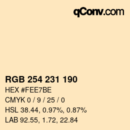 颜色代码: RGB 254 231 190 | qconv.com