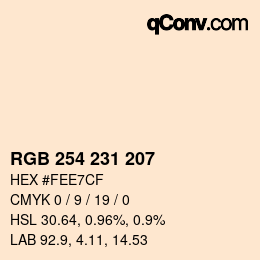 Color code: RGB 254 231 207 | qconv.com