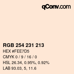Code couleur: RGB 254 231 213 | qconv.com