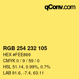 Color code: RGB 254 232 105 | qconv.com