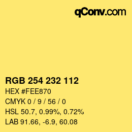 Color code: RGB 254 232 112 | qconv.com